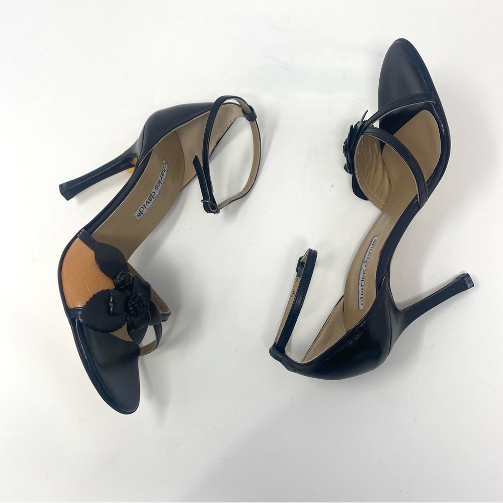 Charles David Floral Applique Ankle Strap Heel Sandal - Picture 3 of 12